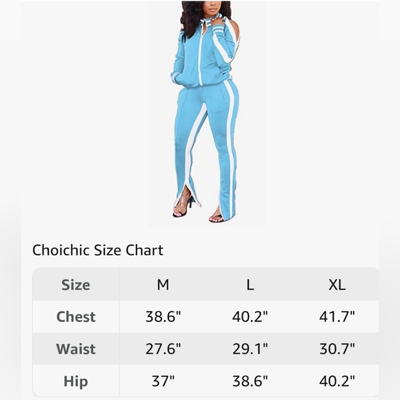 Light Blue and White 2 Piece Tracksuit with Pockets - Picture 2 of 2